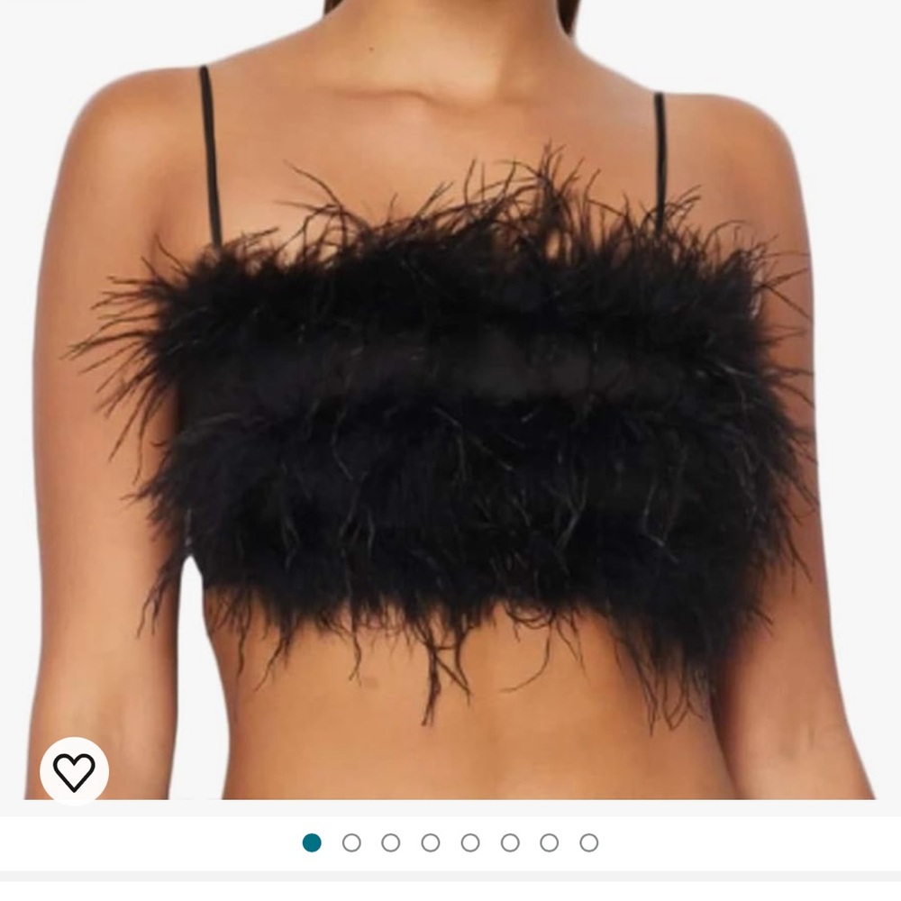 Women Rave Festival Feather Crop Tops Spaghetti Straps Tube Top for Concert Club